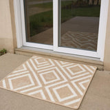 6' Tan Geometric Runner Rug