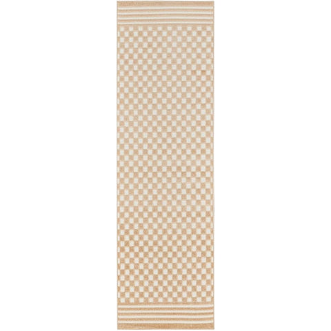 6' Tan Geometric Runner Rug