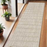 6' Beige Geometric Runner Rug