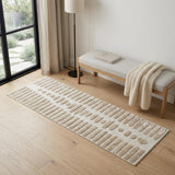 6' Beige Geometric Runner Rug