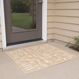 6' Tan Geometric Runner Rug
