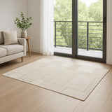 6' Beige And Ivory Geometric Runner Rug