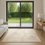6' Beige And Ivory Geometric Runner Rug