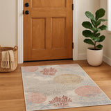 3' X 5' Ivory Blue And Brown Area Rug