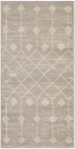3' X 5' Beige Geometric Power Loom Area Rug