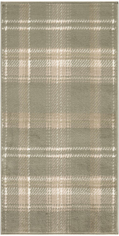 3' X 5' Olive Green and Ivory Plaid Area Rug