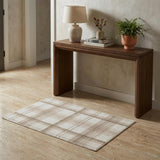 3' X 5' Ivory Plaid Power Loom Area Rug