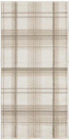 3' X 5' Ivory Plaid Power Loom Area Rug