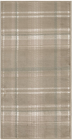3' X 5' Taupe and Ivory Plaid Area Rug