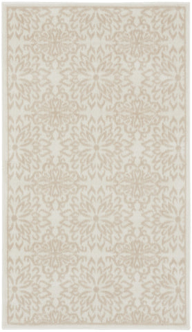 3' X 5' Beige and Ivory Floral Area Rug