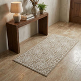 3' X 5' Taupe and Ivory Floral Area Rug
