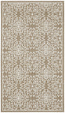 3' X 5' Taupe and Ivory Floral Area Rug