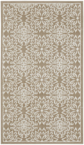 3' X 5' Taupe and Ivory Floral Area Rug