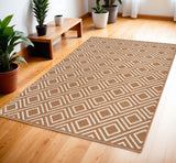 4' X 6' Brown Geometric Area Rug