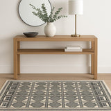 4' X 6' Ivory Tan And Black Geometric Area Rug