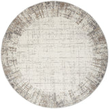 5' Ivory and Gray Abstract Round Rug
