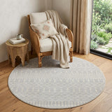 5' Gray Geometric Power Loom Round Rug