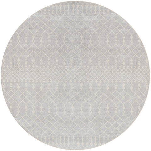 5' Gray Geometric Power Loom Round Rug