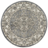 8' Blue Floral Power Loom Round Rug