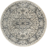 8' Blue Floral Power Loom Round Rug