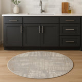 4' Ivory Abstract Power Loom Round Rug