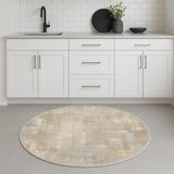 4' Gray Abstract Power Loom Round Rug