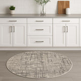 4' Gray Abstract Power Loom Round Rug