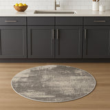 4' Gray Abstract Power Loom Round Rug