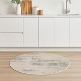4' Ivory Abstract Power Loom Round Rug