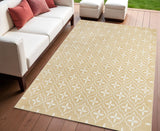 4' X 6' Beige And Ivory Geometric Indoor Outdoor Area Rug