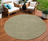 8' Green And Gold Round Abstract Indoor Outdoor Area Rug