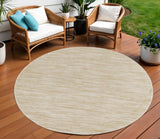 8' Ivory And Gold Round Abstract Indoor Outdoor Area Rug