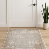 2' X 4' Ivory Abstract Power Loom Area Rug