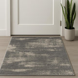 2' X 4' Gray Abstract Power Loom Area Rug