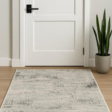 2' X 4' Ivory Abstract Power Loom Area Rug