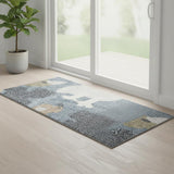 6' Blue Animal Print Power Loom Runner Rug