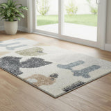 6' Ivory Animal Print Power Loom Runner Rug