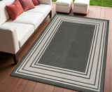 4' X 6' Black Geometric Indoor Outdoor Area Rug