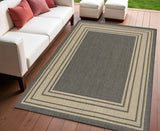 4' X 6' Charcoal Geometric Indoor Outdoor Area Rug