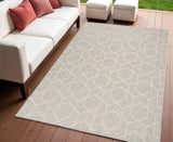 4' X 6' Gray And Beige Geometric Indoor Outdoor Area Rug