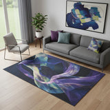 5' X 7' Blue Abstract Power Loom Non Skid Area Rug
