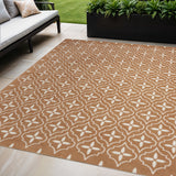 5' X 7' Copper Geometric Indoor Outdoor Area Rug