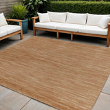 7' Rust Square Abstract Indoor Outdoor Area Rug