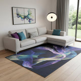 6' X 9' Blue Abstract Power Loom Non Skid Area Rug