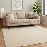 5' X 7' Ivory Geometric Power Loom Area Rug