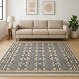 5' X 7' Black Geometric Power Loom Area Rug