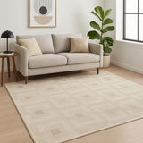 5' X 7' Beige Geometric Power Loom Area Rug
