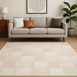 5' X 7' Beige Geometric Power Loom Area Rug