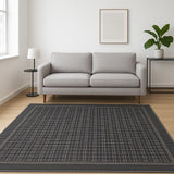 5' X 7' Black Geometric Power Loom Area Rug