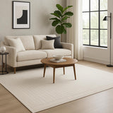 5' X 7' Ivory Geometric Power Loom Area Rug